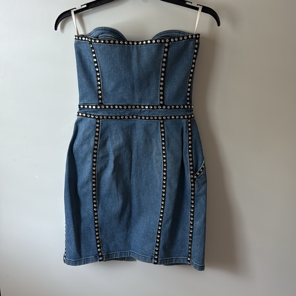 MOSCHINO COUTURE corset blue denim dress with rhinestones - Picture 10 of 10